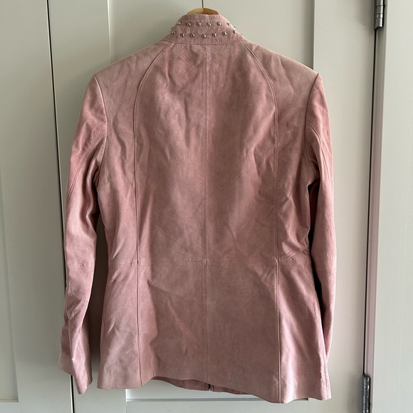 Line Pink Suede Leather Jacket - Picture 2 of 12